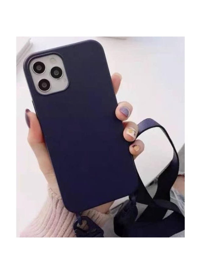 Compatible with IPhone 13 Pro Max Crossbody Silicone Soft Matte Case TPU Shell Adjustable Neck Cord Strap Shockproof Lanyard Case-Black - Image 2