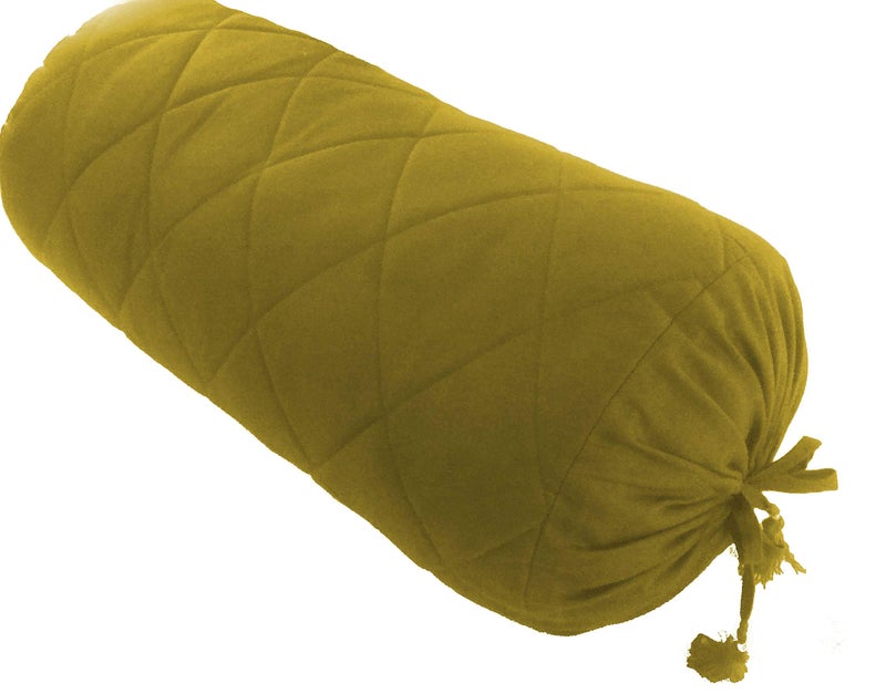 Saffron Sofa Cotton Solid Removable Quilted Bolster Cover, 20 x 60 cm, Set of 2 (Olive Green) - Image 1