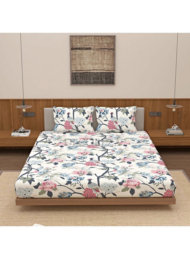 DECOREZA Queen Size Elastic Fitted Bedsheet with Deep Pocket Cotton Feel Bed Sheet for Double Bed, Soft, Breathable & Wrinkle-Resistant, Includes 2 Pillow Covers, Size - 60"x78" Chelsea Pink - Image 2