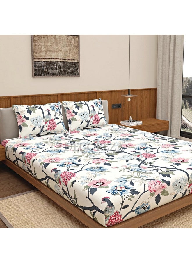 DECOREZA Queen Size Elastic Fitted Bedsheet with Deep Pocket Cotton Feel Bed Sheet for Double Bed, Soft, Breathable & Wrinkle-Resistant, Includes 2 Pillow Covers, Size - 60"x78" Chelsea Pink - Image 3