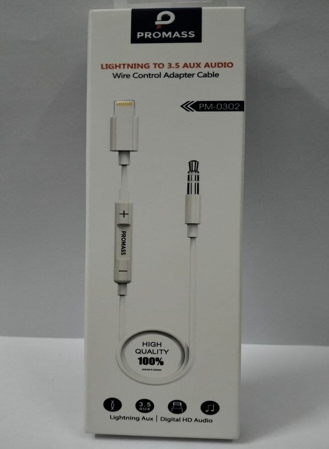 PROMASS 3.5mm Audio Wire Control Adapter Apple Cable. - Image 1