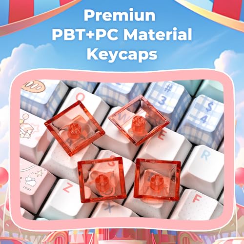 GMKWTL XVX PBT Keycaps 75 Percent, 157 Keys Cute Dye-Sub Keycap Set, Cherry Profile Keyboard Keycaps with Custom Transparent Key caps Compatible with Most ANSI Layout MX Switches Mechanical Keyboard - Image 3