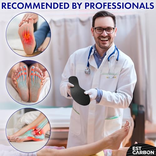 EstCarbon - Carbon Fiber Insole - 1 pc, Men 6.5-7, Women 7.5-8 - Unisex Orthotic Shoe Insert - Stiff Foot Plate - Turf Toe, Hallux Rigidus, Flat Feet, Plantar Fasciitis, Mortons Extension - Image 2