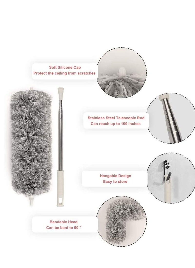 SYOSI - Feather Duster Extendable Duster Microfiber Long Extension Pole Scratch Resistant Cover, Washable, Cleaning High Ceiling Fans, Blinds, Cobweb Extendable Feather Duster - Image 1