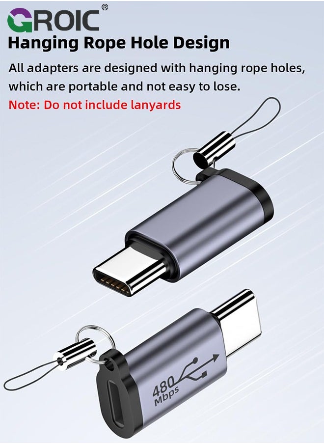 GROIC - 2 Pack USB C to Lightning Adapter, Compatible with Type-C to iPhone, USB C Male to Lightning Female Connector, Portable USB C Transfer Keychain. - Image 1