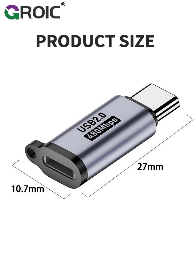 GROIC - 2 Pack USB C to Lightning Adapter, Compatible with Type-C to iPhone, USB C Male to Lightning Female Connector, Portable USB C Transfer Keychain. - Image 1