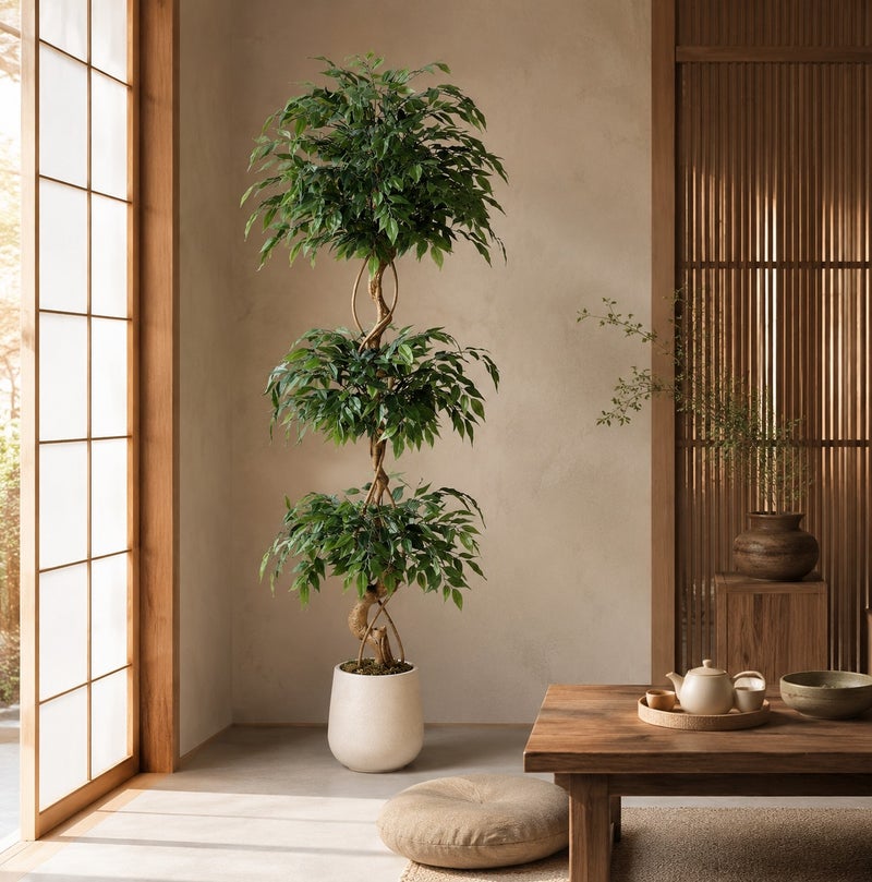 زفيزفيا Ficus الشجرة الاصطناعية مع الجذع المنحني، 120 سم / 150 سم / 180 سم النبات الزائف أشجار الحرير المزيفة مع وعاء أبيض، مزيفة Ficus شجرة للديكور المنزلي، النباتات الاصطناعية الداخلية للمكتب الداخلي غرفة المعيشة محاكاة النبات وعاء الزهور الاصطناعية أشجار مزيفة ديكور المناظر الطبيعية الداخلية - Image 5