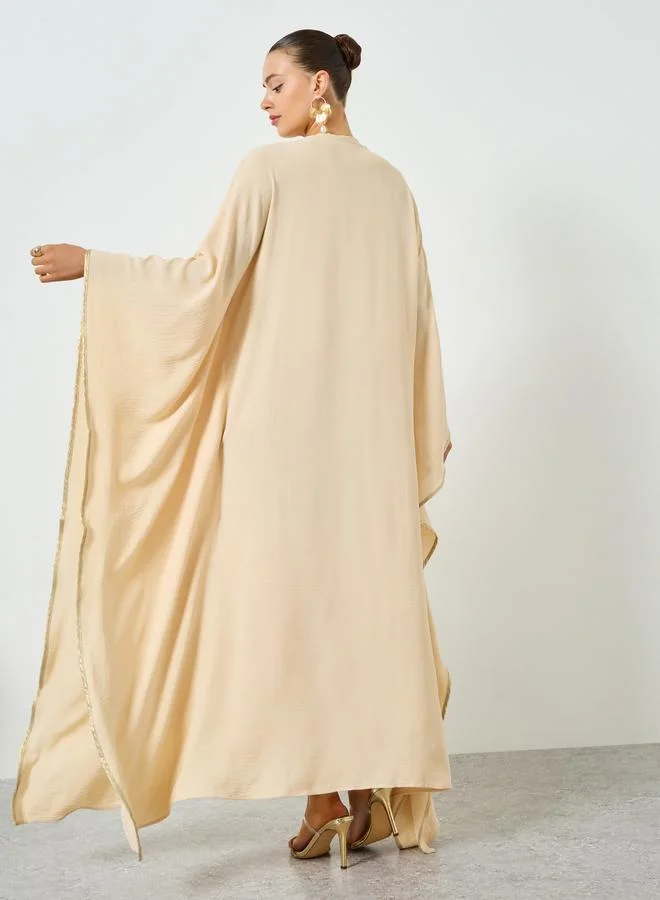 Take Two  Beige Embroidered Tassel Detail Kaftan for Women | Best Price UAE