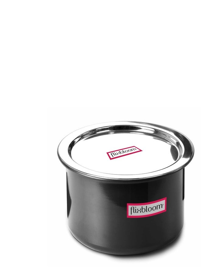 Flixbloom Magistral Black Hard Anodized Induction Base/LPG Friendly Kitchen Cookware Deep Utensil Tope/Container/Patila/Bhagona for Cooking & Serving with Lid (500 ml Tope) - Image 1