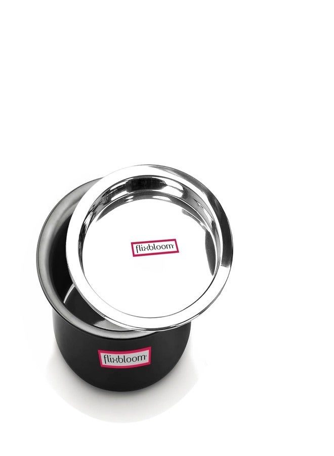 Flixbloom Magistral Black Hard Anodized Induction Base/LPG Friendly Kitchen Cookware Deep Utensil Tope/Container/Patila/Bhagona for Cooking & Serving with Lid (500 ml Tope) - Image 5
