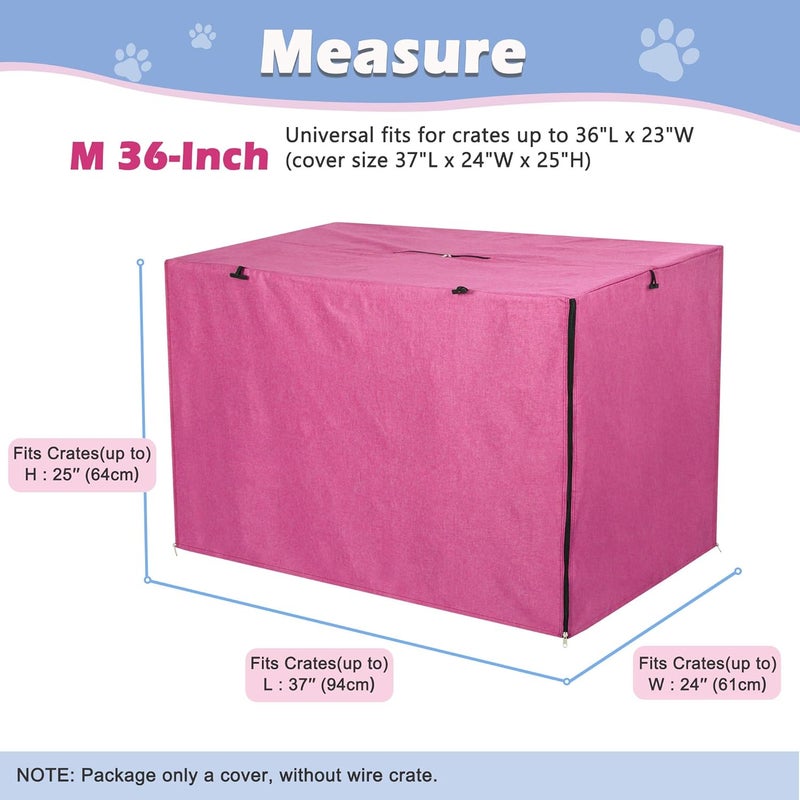 Deblue Heavy-Duty Dog Crate Cover, Privacy Pet Kennel Cover Universal Fits for 36 Inches Wire Cage, Polyester Crate Cover Fit for 1 2 3 Doors Crate (Pink) - Image 5