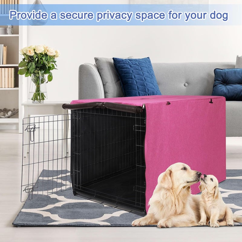 Deblue Heavy-Duty Dog Crate Cover, Privacy Pet Kennel Cover Universal Fits for 36 Inches Wire Cage, Polyester Crate Cover Fit for 1 2 3 Doors Crate (Pink) - Image 4