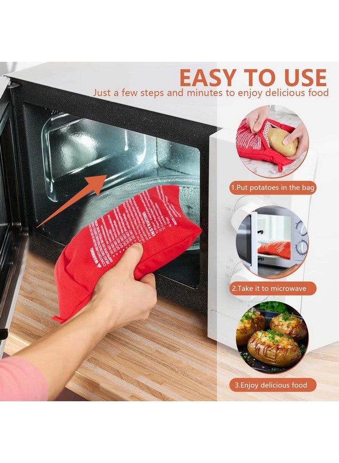 OBTANIM OBTANIM Microwave Potato Bag, 2 Pack of Reusable Microwave Cooker Bag Baked Pouch Potato Bag, Red  - Image 4