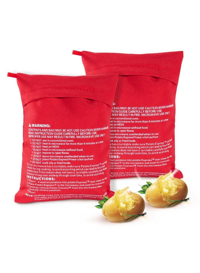 OBTANIM OBTANIM Microwave Potato Bag, 2 Pack of Reusable Microwave Cooker Bag Baked Pouch Potato Bag, Red  - Image 1