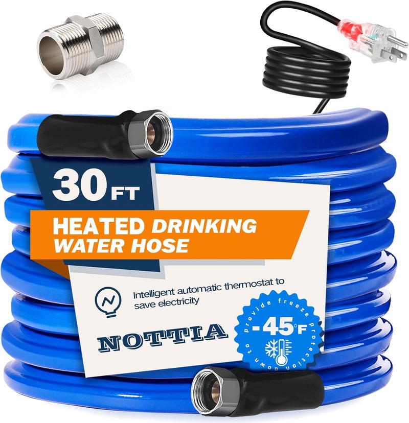 Nottia 30FT Heated Drinking Water Hose - Freeze Protection to -45°F - Image 1
