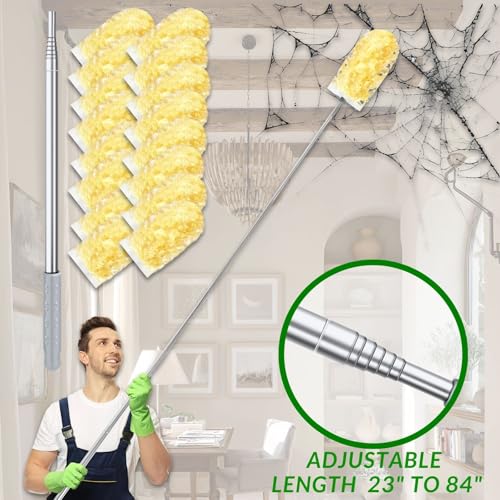 Frescares Duster Refills,Static Dust Removal Brush Disposable Replacement Head Compatible with Swiffer Duster Refills for Electronics, Furniture, Blinds, Ceiling Fans (Yellow, 30 Refills+1 Extension Pole) - Image 3