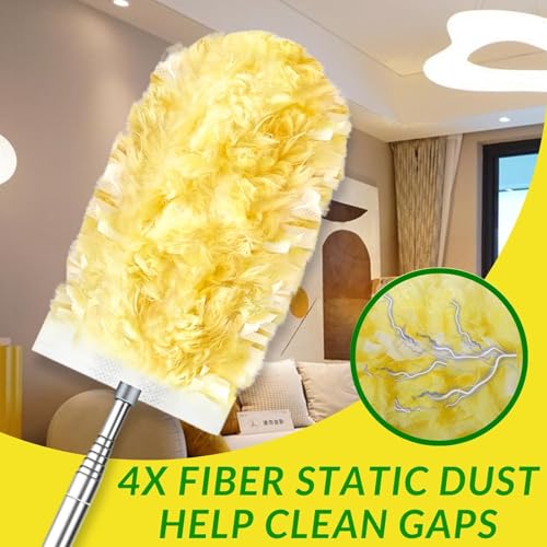 Frescares Duster Refills,Static Dust Removal Brush Disposable Replacement Head Compatible with Swiffer Duster Refills for Electronics, Furniture, Blinds, Ceiling Fans (Yellow, 30 Refills+1 Extension Pole) - Image 5