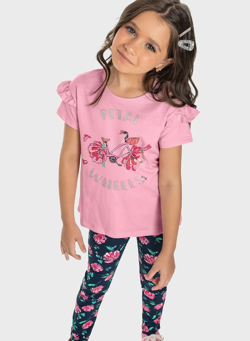 Quimby Kids Printed T-Shirt And Pants Set