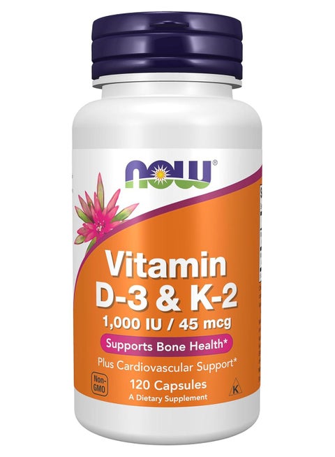 فيتامين D3 و K2، عدد 1000 وحدة دولية / 45 مجم، 120 كبسولة نباتية