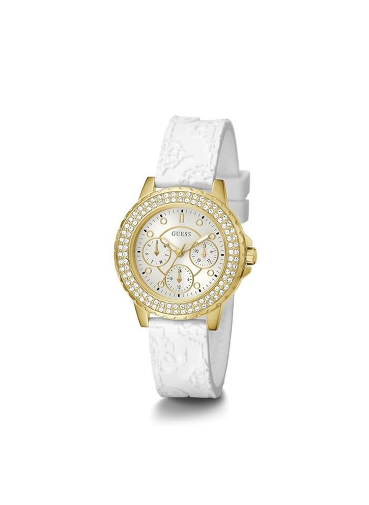 GUESS ساعة جيس للنساء بسوار سيليكون ابيض - GW0411L1  - Image 3