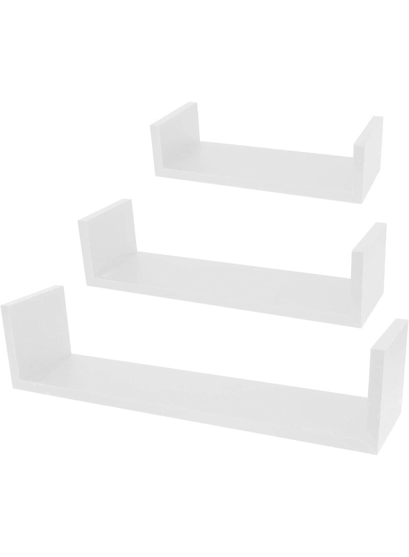 رفوف حائط عصرية مثبتة على الحائط – عبوة 3 رفوف – لون أبيض – تخزين وديكور للمنزل - Image 1