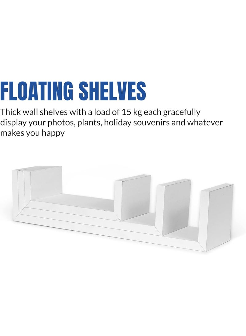 رفوف حائط عصرية مثبتة على الحائط – عبوة 3 رفوف – لون أبيض – تخزين وديكور للمنزل - Image 5