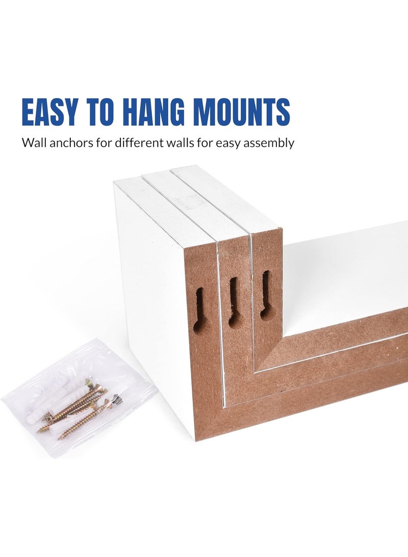 رفوف حائط عصرية مثبتة على الحائط – عبوة 3 رفوف – لون أبيض – تخزين وديكور للمنزل - Image 4