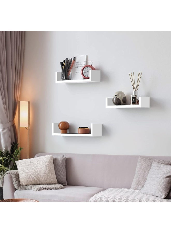 رفوف حائط عصرية مثبتة على الحائط – عبوة 3 رفوف – لون أبيض – تخزين وديكور للمنزل - Image 3