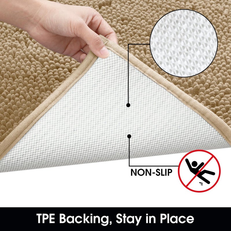 HOMEIDEAS Durable Absorbent Chenille Indoor Door Mat, 24x36, Non Slip Doormat for High Traffic Areas, Beige - Image 5