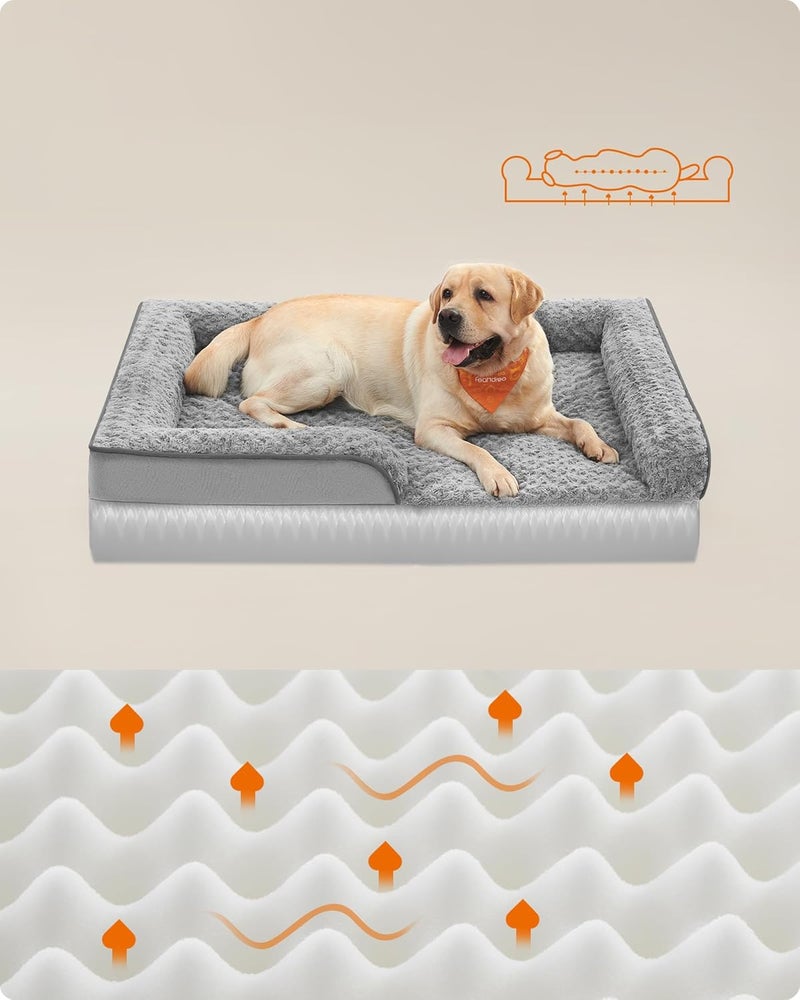 Orthopedic Dog Bed for Large Dogs, Waterproof Dog Sofa with Removable Plush Cover, 122 x 89 x 18 cm, Pigeons Gray PGW254G01 - Image 3