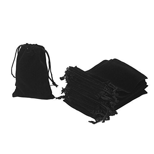 HRX Package 20pcs Velvet Drawstring Bags 5x7 inches Velvet Pouches for Jewelry Gift Packaging Black - Image 2