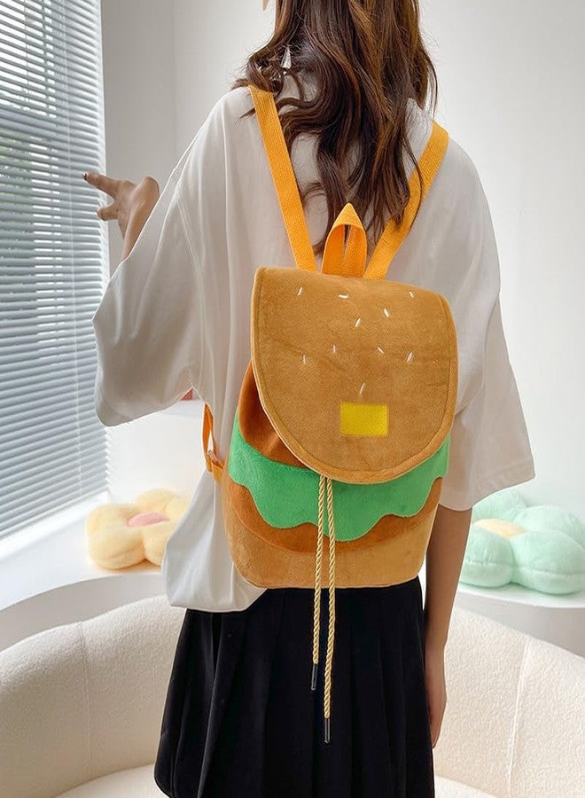 SHIDXIB 1Pcs Cute Hamburger Backpack Purse Fun Cartoon Design with Drawstring Closure for Books and Essentials - Image 4