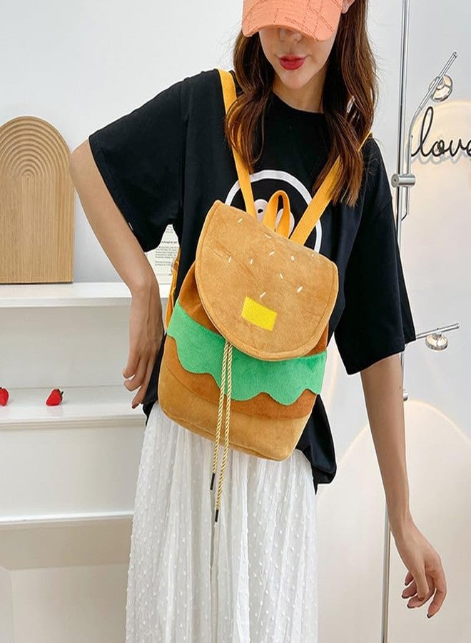 SHIDXIB 1Pcs Cute Hamburger Backpack Purse Fun Cartoon Design with Drawstring Closure for Books and Essentials - Image 3