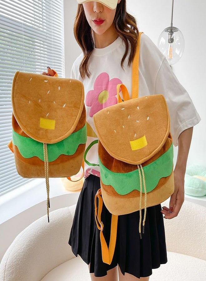 SHIDXIB 1Pcs Cute Hamburger Backpack Purse Fun Cartoon Design with Drawstring Closure for Books and Essentials - Image 2