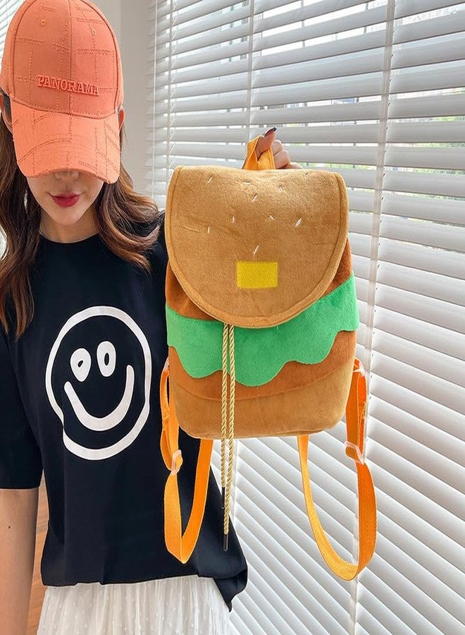 SHIDXIB 1Pcs Cute Hamburger Backpack Purse Fun Cartoon Design with Drawstring Closure for Books and Essentials - Image 5