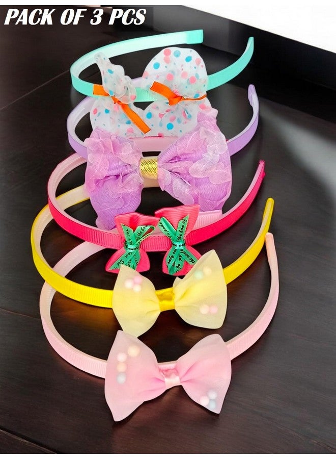NEOBABY Bow Hairband Shiny Bow Knot Teeth Plastic Hairband for Girls Hair Band Stylish Hair Accessories for Women & Girls (Pack of 3 Pcs, Random Designs) - Image 5