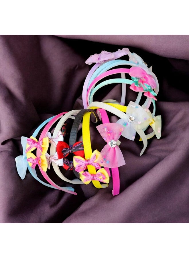 NEOBABY Bow Hairband Shiny Bow Knot Teeth Plastic Hairband for Girls Hair Band Stylish Hair Accessories for Women & Girls (Pack of 3 Pcs, Random Designs) - Image 2