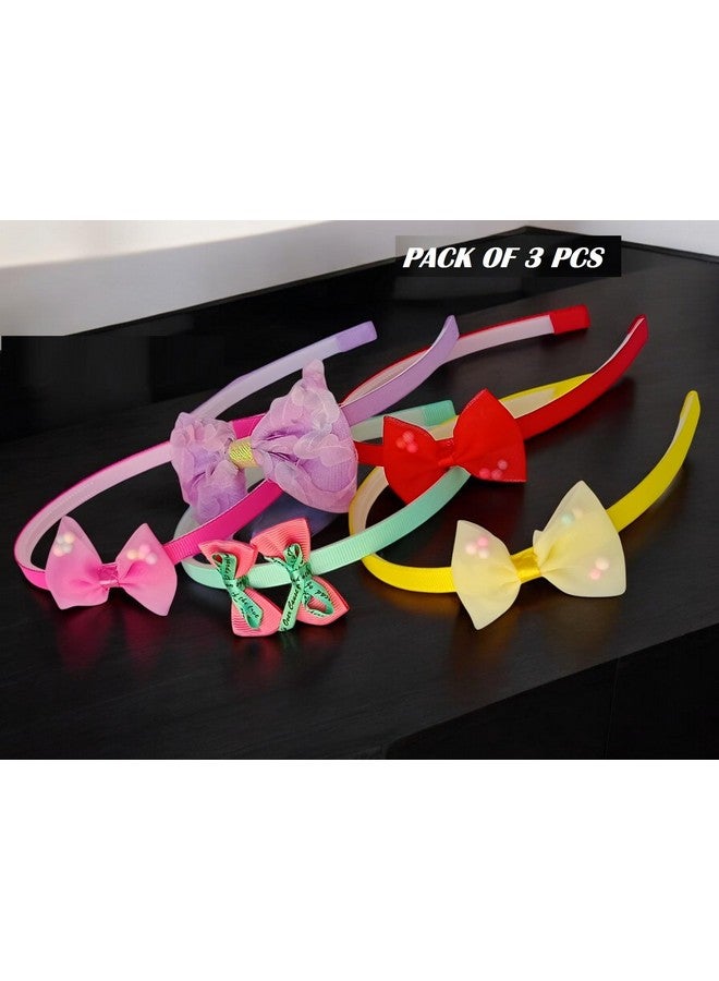NEOBABY Bow Hairband Shiny Bow Knot Teeth Plastic Hairband for Girls Hair Band Stylish Hair Accessories for Women & Girls (Pack of 3 Pcs, Random Designs) - Image 4