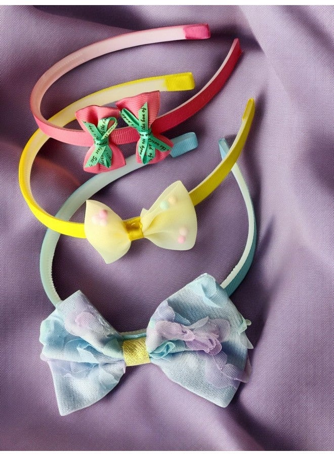 NEOBABY Bow Hairband Shiny Bow Knot Teeth Plastic Hairband for Girls Hair Band Stylish Hair Accessories for Women & Girls (Pack of 3 Pcs, Random Designs) - Image 3