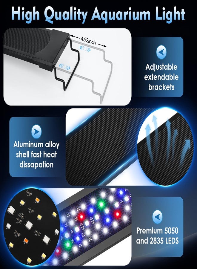 آقا مصباح AQQA LED لأحواض السمك بقوة 24 واط، مناسب لأحواض السمك من 12 إلى 18 بوصة، يعمل على مدار الساعة وطوال أيام الأسبوع، مع وضع التشغيل اليدوي، يوفر إضاءة كاملة الطيف، مقاوم للماء بمعيار IP68، إضاءة عالية السطوع، مزود بوظيفة ضبط السطوع/المؤقت، ووظيفة الذاكرة. - Image 3