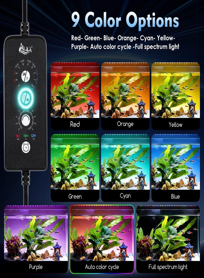 آقا مصباح AQQA LED لأحواض السمك بقوة 24 واط، مناسب لأحواض السمك من 12 إلى 18 بوصة، يعمل على مدار الساعة وطوال أيام الأسبوع، مع وضع التشغيل اليدوي، يوفر إضاءة كاملة الطيف، مقاوم للماء بمعيار IP68، إضاءة عالية السطوع، مزود بوظيفة ضبط السطوع/المؤقت، ووظيفة الذاكرة. - Image 2