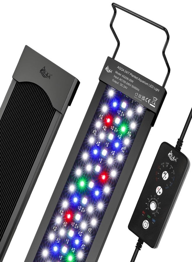 آقا مصباح AQQA LED لأحواض السمك بقوة 24 واط، مناسب لأحواض السمك من 12 إلى 18 بوصة، يعمل على مدار الساعة وطوال أيام الأسبوع، مع وضع التشغيل اليدوي، يوفر إضاءة كاملة الطيف، مقاوم للماء بمعيار IP68، إضاءة عالية السطوع، مزود بوظيفة ضبط السطوع/المؤقت، ووظيفة الذاكرة. - Image 1
