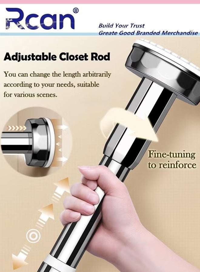 ركان قضيب شد خزانة شديد التحمل قابل للتعديل ومنظم ملابس معلق للحمام وخزانة الملابس والشرفة وقضبان الخزانة بدون حفر ورف فاصل للغرفة (0.5-0.8 متر) - Image 3