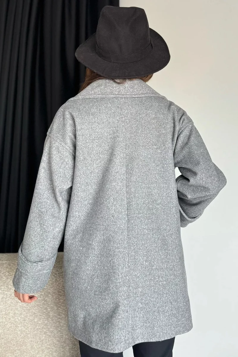 جولسلي Women's Lined Sleeve Epaulette Pocket Cashmere Coat