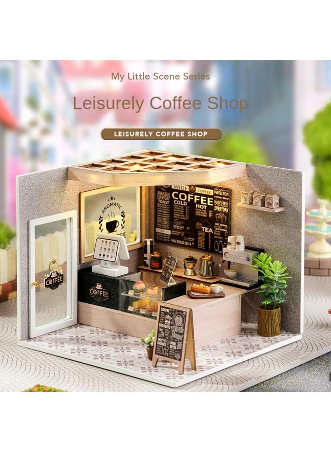 Bluejw Hand-assembled Wooden Diy Cabin My Small Scene Miniature Coffee Shop Ice Cream Shop Model Girl's Best Friend - Image 1