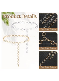 SYOSI Metal Waist Chains for Woman Girls 2 Pack Adjustable Body Link Belt Set Stylish Belly Jewelry with Polished O-Rings All Over Links Metal Link Chain for Jeans and Dresses (Gold+Silver)  - Image 5