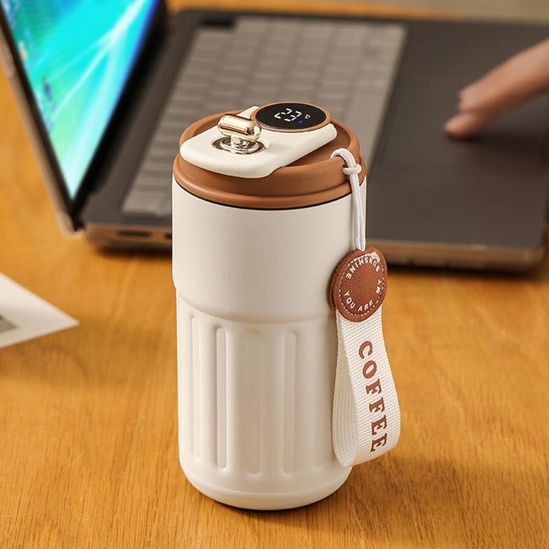 WOX MOX WOX MOX Stainless Steel Hot and Cold Vacuum Insulated Temperature Display Coffee Mug Leakproof Smart Travel Beverage Cup Temprature Display Tumbler Thermos 410 ML  - Image 1