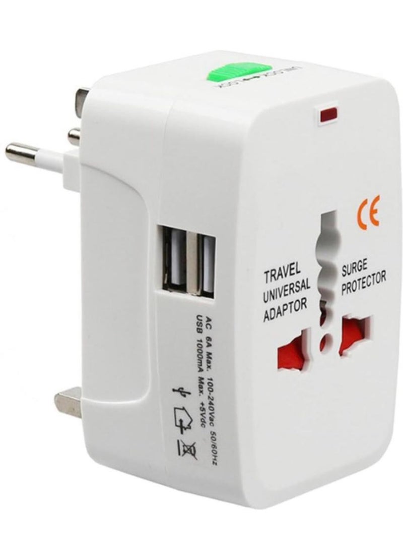 Zillion Global Zillion Global Worldwide Universal AllinOne Worldwide International Travel Adapter with 125V 6A250V Electrical Protected Plug Travel Adapter with Dual USB  - Image 1