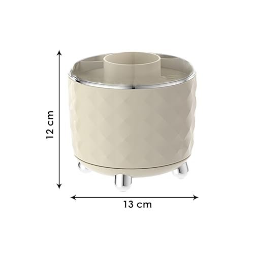 Kuber Industries Multipurpose Storage Holder | Decorative Crystal Finish Stylish Look | Makeup Brush Holder | Desk Storage Container | YM.6698CS | Cream Silver - Image 3
