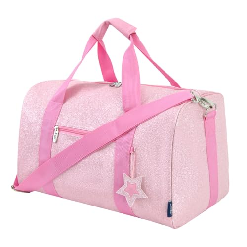 NGIL Super Star Duffle Bag Mini Dance Bag Mini Travel Bag for Sports Gymnastics and Ballet with Adjustable Strap Zippers Pockets GlitterPink Large - Image 1